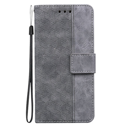 For Xiaomi Redmi K70E / Poco X6 Pro Geometric Embossed Leather Phone Case(Grey) - K70E Cases by buy2fix | Online Shopping UK | buy2fix