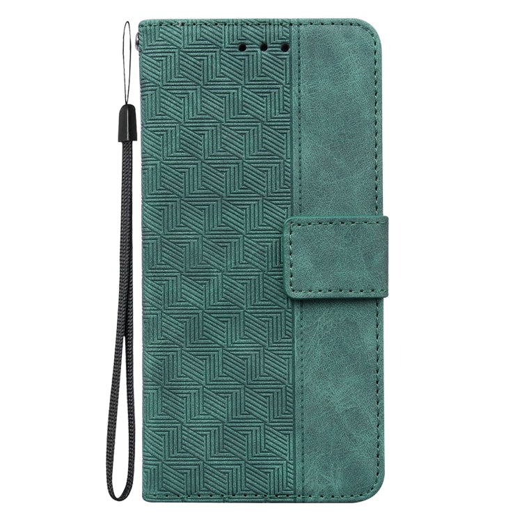 For Xiaomi Redmi Note 13 Pro 4G Geometric Embossed Leather Phone Case(Green) - Note 13 Pro Cases by buy2fix | Online Shopping UK | buy2fix