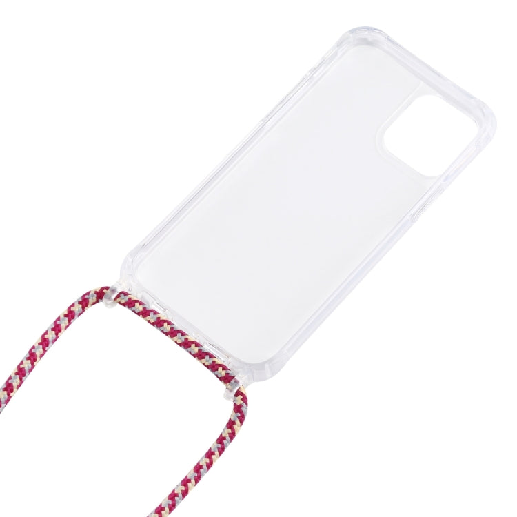 For iPhone 16 Pro Transparent Acrylic Airbag Shockproof Phone Protective Case with Lanyard(Pink Apricot Coffee) - iPhone 16 Pro Cases by buy2fix | Online Shopping UK | buy2fix