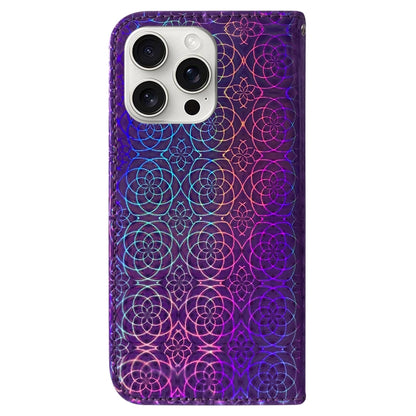 For iPhone 16 Pro Colorful Magnetic Buckle Leather Phone Case(Purple) - iPhone 16 Pro Cases by buy2fix | Online Shopping UK | buy2fix