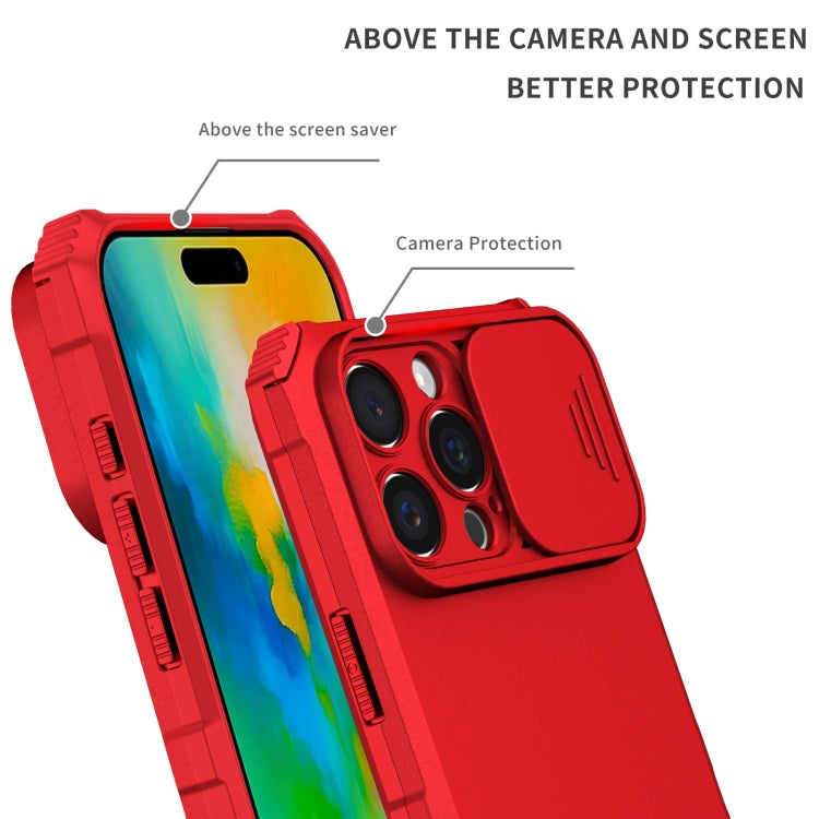 For iPhone 16 Pro Max Stereoscopic Holder Sliding Camshield Phone Case(Red) - iPhone 16 Pro Max Cases by buy2fix | Online Shopping UK | buy2fix