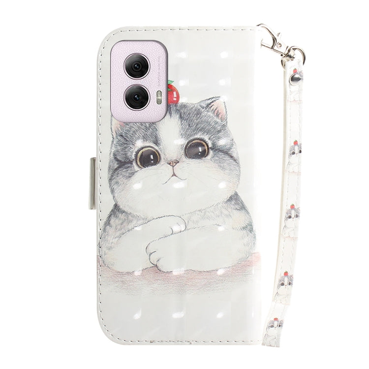 For Motorola Moto G Power 5G 2024 3D Colored Horizontal Flip Leather Phone Case(Cute Cat) - Motorola Cases by buy2fix | Online Shopping UK | buy2fix