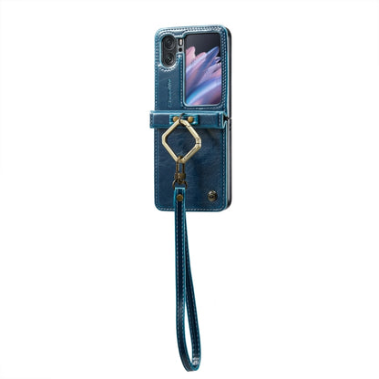 For OPPO Find N2 Flip CaseMe 003 Crazy Horse Texture Leather Phone Case with Ring Holder(Blue) - OPPO Cases by CaseMe | Online Shopping UK | buy2fix