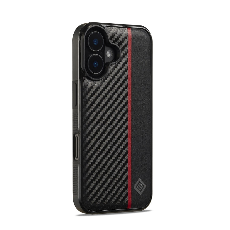 For iPhone 16 LC.IMEEKE 3 in 1 Carbon Fiber Texture Shockproof Phone Case(Black) - iPhone 16 Cases by LC.IMEEKE | Online Shopping UK | buy2fix