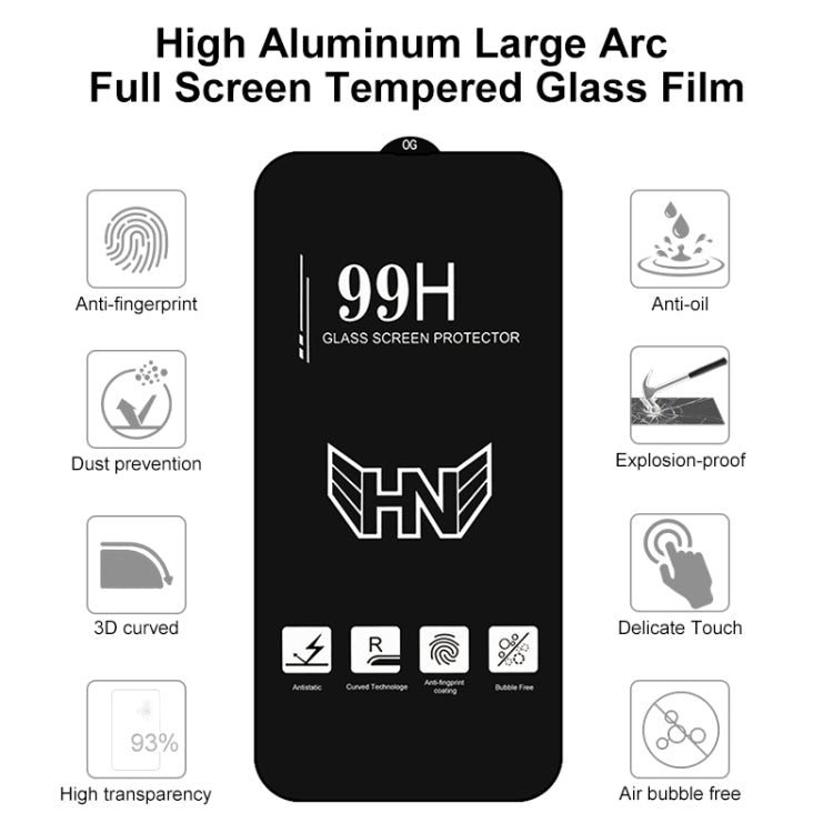 For iPhone 16 High Aluminum Large Arc Full Screen Tempered Glass Film - iPhone 16 Tempered Glass by buy2fix | Online Shopping UK | buy2fix