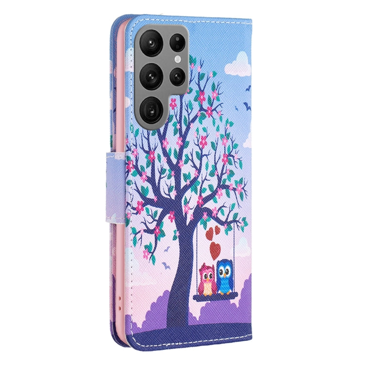 For Samsung Galaxy S24 Ultra 5G Colored Drawing Pattern Leather Phone Case(Owl) - Galaxy S24 Ultra 5G Cases by buy2fix | Online Shopping UK | buy2fix