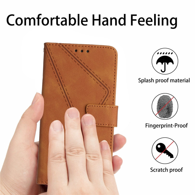 For Google Pixel 9 Stitching Embossed Leather Phone Case(Brown) - Google Cases by buy2fix | Online Shopping UK | buy2fix