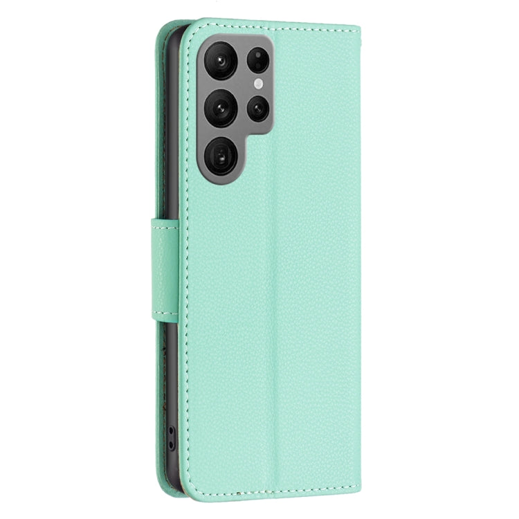 For Samsung Galaxy S24 Ultra 5G Litchi Texture Pure Color Flip Leather Phone Case(Green) - Galaxy S24 Ultra 5G Cases by buy2fix | Online Shopping UK | buy2fix