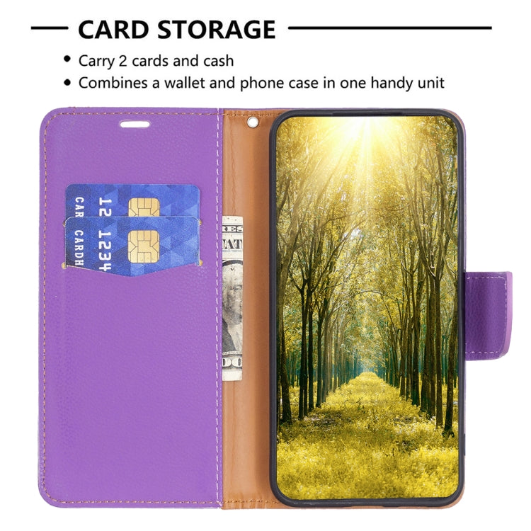 For Samsung Galaxy S24 5G Litchi Texture Pure Color Flip Leather Phone Case(Purple) - Galaxy S24 5G Cases by buy2fix | Online Shopping UK | buy2fix