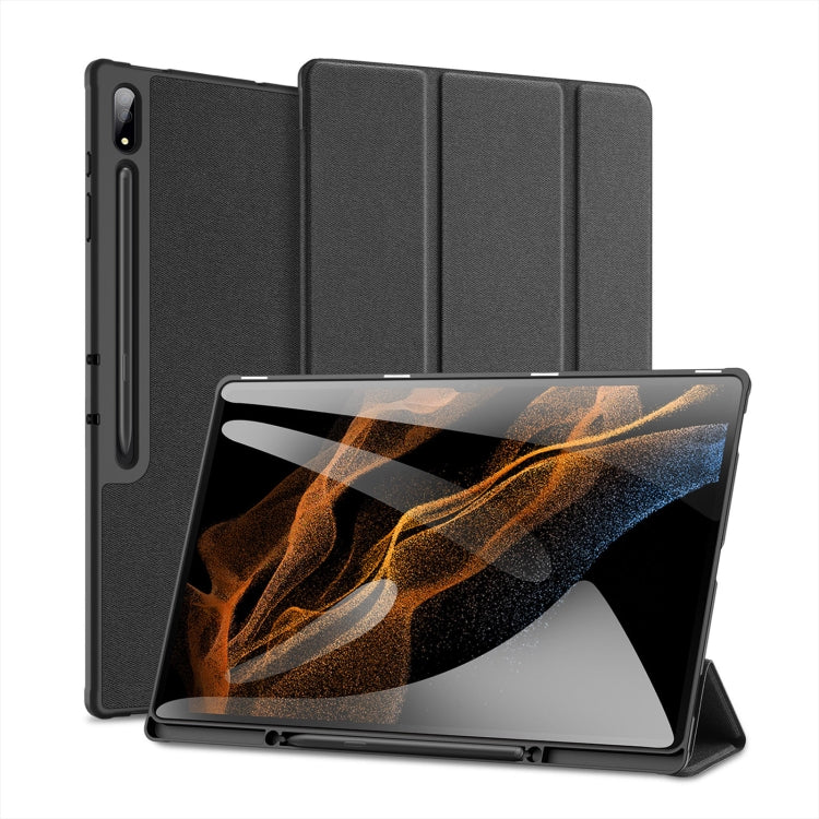 For Samsung Galaxy Tab S9 Ultra/S8 Ultra DUX DUCIS Domo Series Cloth Texture Magnetic Leather Tablet Case(Black) - Galaxy Tab S9 Ultra Cases by DUX DUCIS | Online Shopping UK | buy2fix