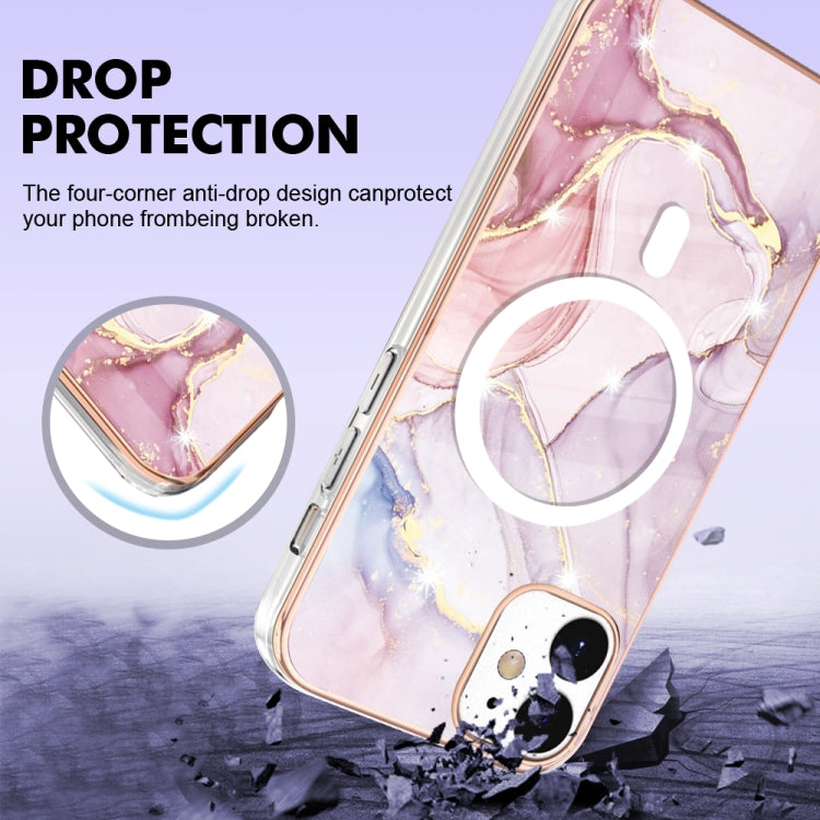 For iPhone 12 / 12 Pro Marble Pattern Dual-side IMD Magsafe TPU Phone Case(Rose Gold 005) - iPhone 12 / 12 Pro Cases by buy2fix | Online Shopping UK | buy2fix