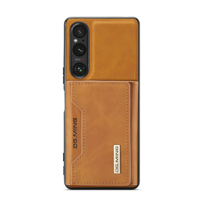 For Sony Xperia 1 V DG.MING M2 Series 3-Fold Multi Card Bag + Magnetic Phone Case(Brown) - Sony Cases by DG.MING | Online Shopping UK | buy2fix