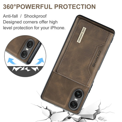 For Sony Xperia 10 VI DG.MING M2 Series 3-Fold Multi Card Bag + Magnetic Phone Case(Coffee) - Sony Cases by DG.MING | Online Shopping UK | buy2fix