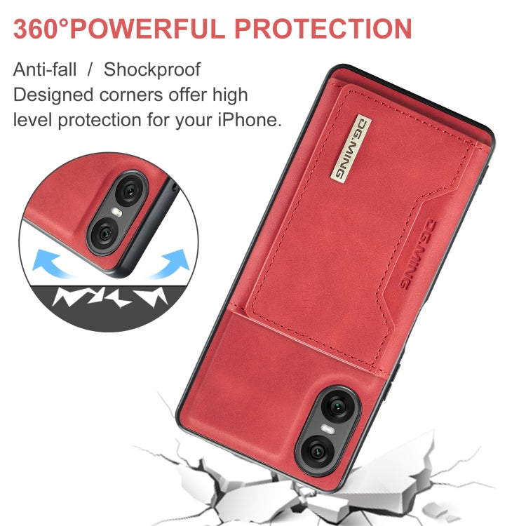 For Sony Xperia 10 VI DG.MING M2 Series 3-Fold Multi Card Bag + Magnetic Phone Case(Red) - Sony Cases by DG.MING | Online Shopping UK | buy2fix