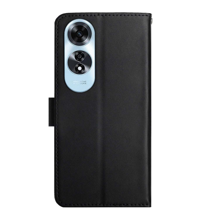 For OPPO A60 4G HT02 Genuine Leather Fingerprint-proof Flip Phone Case(Black) - OPPO Cases by buy2fix | Online Shopping UK | buy2fix