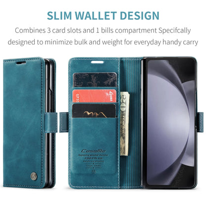 For Samsung Galaxy Z Fold5 CaseMe-013 Multifunctional Retro Frosted Leather Phone Case(Blue) - Galaxy Z Fold5 Cases by CaseMe | Online Shopping UK | buy2fix