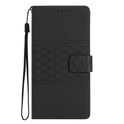 For iPhone 16 Pro Diamond Embossed Skin Feel Leather Phone Case(Black) - iPhone 16 Pro Cases by buy2fix | Online Shopping UK | buy2fix