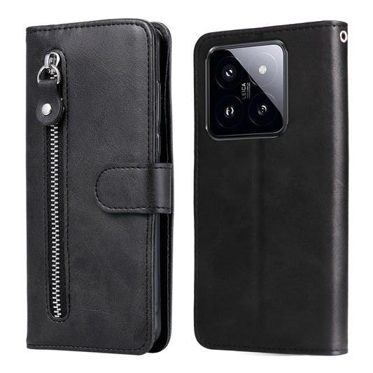 For Xiaomi 14 Pro Fashion Calf Texture Zipper Leather Phone Case(Black) - 14 Pro Cases by buy2fix | Online Shopping UK | buy2fix