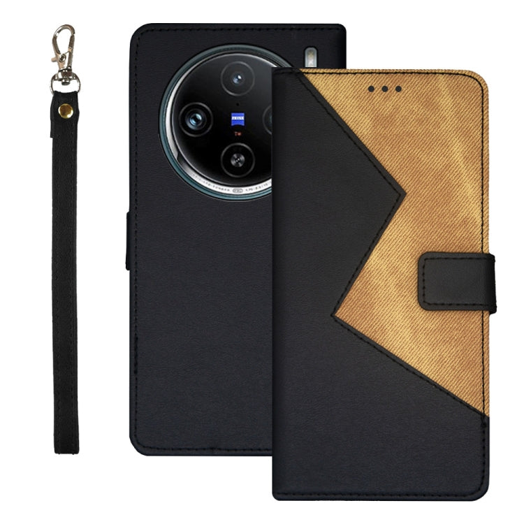 For vivo X100 Pro idewei Two-color Splicing Leather Phone Case(Black) - X100 Pro Cases by idewei | Online Shopping UK | buy2fix