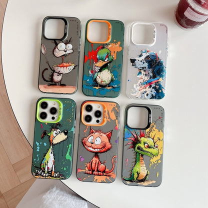 For iPhone 16 Animal Pattern Oil Painting Series PC + TPU Phone Case(Rabbit) - iPhone 16 Cases by buy2fix | Online Shopping UK | buy2fix