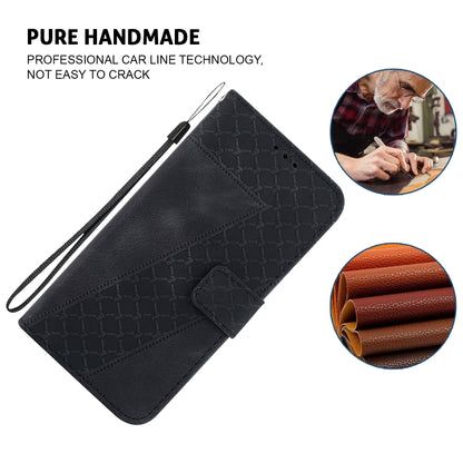 For iPhone 16 Pro Seven-shaped Embossed Leather Phone Case(Black) - iPhone 16 Pro Cases by buy2fix | Online Shopping UK | buy2fix