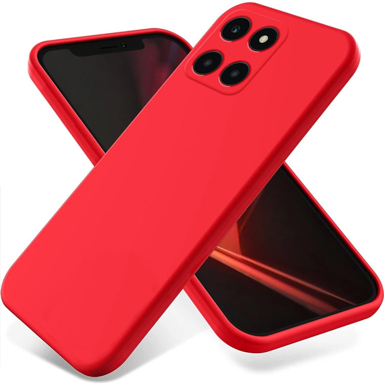 For Honor X6a Pure Color Liquid Silicone Shockproof Phone Case(Red) - Honor Cases by buy2fix | Online Shopping UK | buy2fix