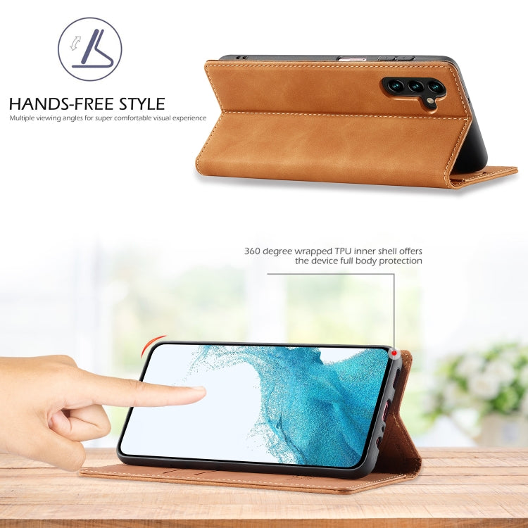 For Samsung Galaxy S23 FE 5G LC.IMEEKE Strong Magnetism Microfiber Leather Phone Case(Brown) - Galaxy S23 FE 5G Cases by LC.IMEEKE | Online Shopping UK | buy2fix