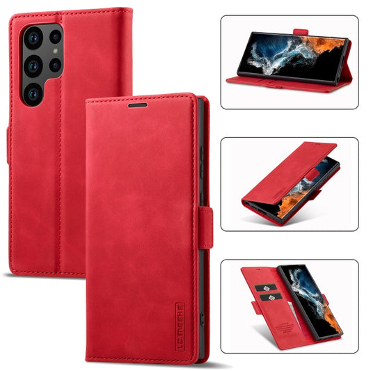 For Samsung Galaxy S24 Ultra 5G LC.IMEEKE Strong Magnetism Microfiber Leather Phone Case(Red) - Galaxy S24 Ultra 5G Cases by LC.IMEEKE | Online Shopping UK | buy2fix