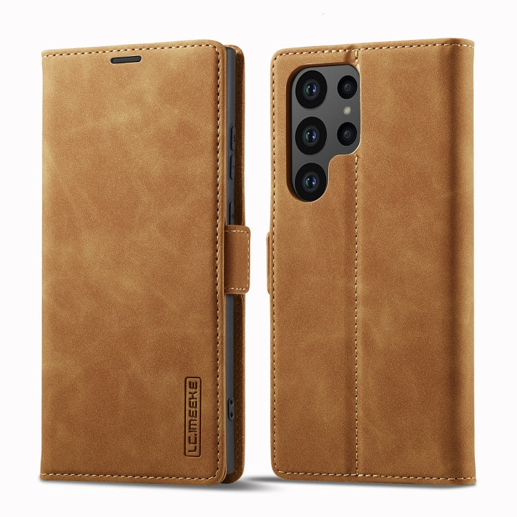 For Samsung Galaxy S24 Ultra 5G LC.IMEEKE Strong Magnetism Microfiber Leather Phone Case(Brown) - Galaxy S24 Ultra 5G Cases by LC.IMEEKE | Online Shopping UK | buy2fix