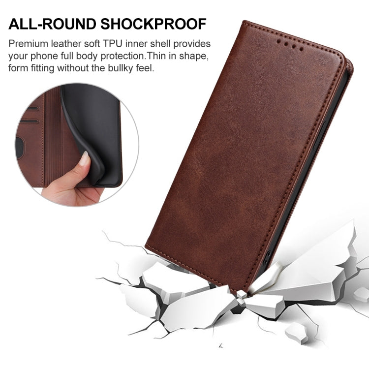 For Xiaomi 14 Magnetic Closure Leather Phone Case(Brown) - 14 Cases by buy2fix | Online Shopping UK | buy2fix