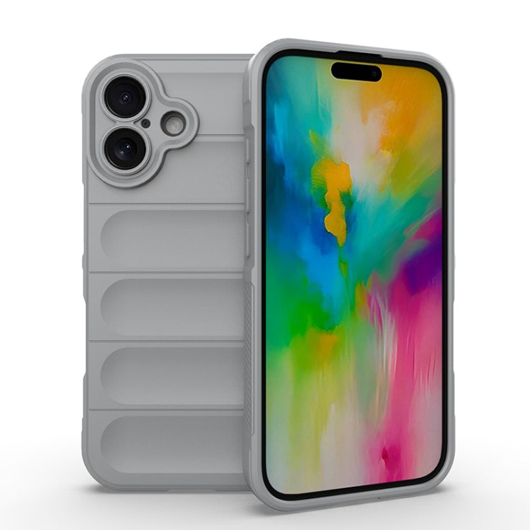 For iPhone 16 Magic Shield TPU + Flannel Phone Case(Grey) - iPhone 16 Cases by buy2fix | Online Shopping UK | buy2fix