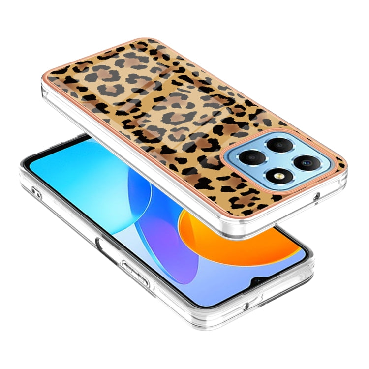 For Honor X8 5G / X6 4G Electroplating Marble Dual-side IMD Phone Case(Leopard Print) - Honor Cases by buy2fix | Online Shopping UK | buy2fix