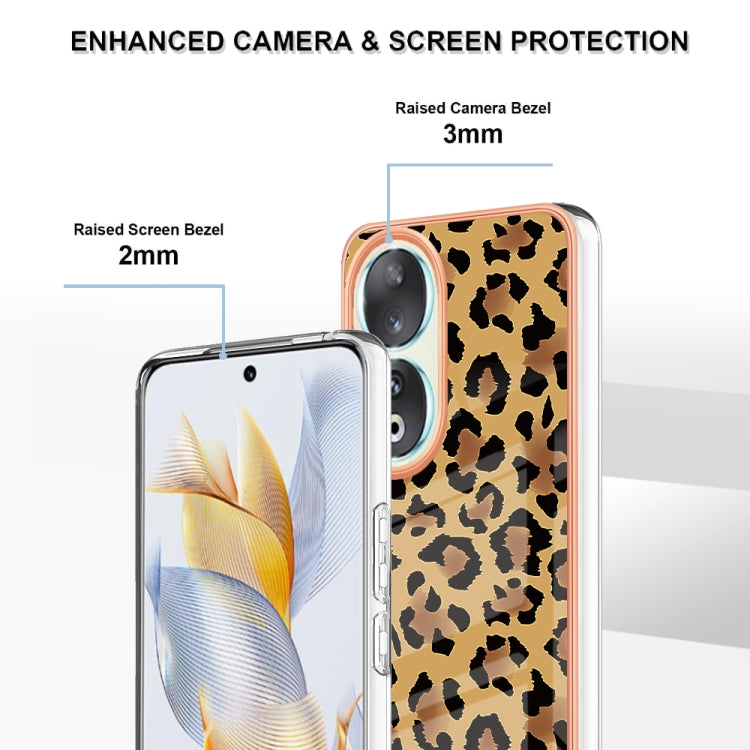 For Honor 90 5G Electroplating Marble Dual-side IMD Phone Case(Leopard Print) - Honor Cases by buy2fix | Online Shopping UK | buy2fix