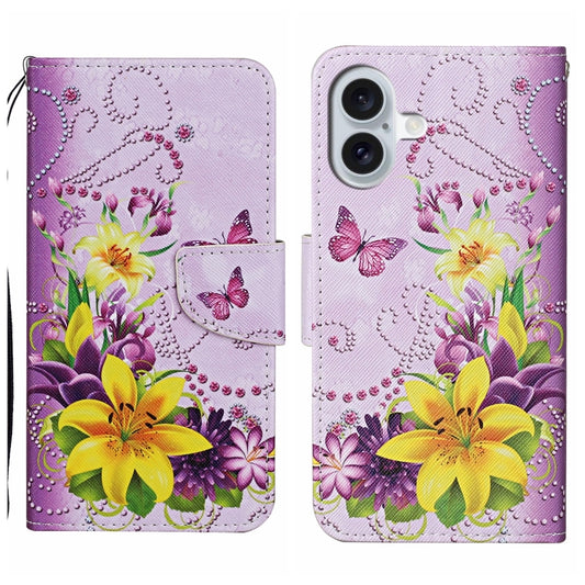 For iPhone 16 Plus 3D Colored Drawing Flip Leather Phone Case(Yellow Flowers) - iPhone 16 Plus Cases by buy2fix | Online Shopping UK | buy2fix