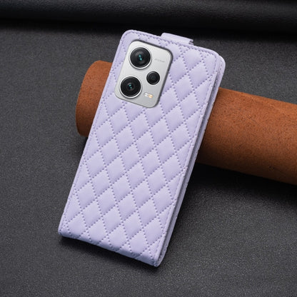 For Redmi Note 12 Pro+ Global Diamond Lattice Vertical Flip Leather Phone Case(Purple) - Xiaomi Cases by buy2fix | Online Shopping UK | buy2fix