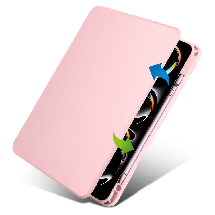 For iPad Pro 13 2024 Acrylic 360 Rotation Detachable Leather Tablet Case(Sand Pink) - iPad Pro 13 2024 Cases by buy2fix | Online Shopping UK | buy2fix