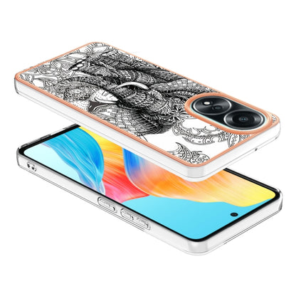 For OPPO A58 4G Electroplating Marble Dual-side IMD Phone Case(Totem Elephant) - OPPO Cases by buy2fix | Online Shopping UK | buy2fix