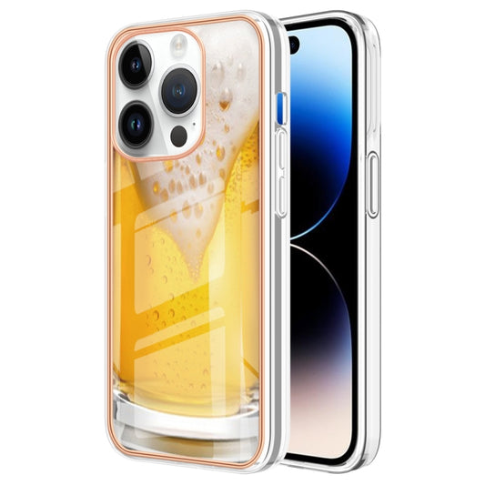 For iPhone 16 Pro Electroplating Marble Dual-side IMD Phone Case(Draft Beer) - iPhone 16 Pro Cases by buy2fix | Online Shopping UK | buy2fix