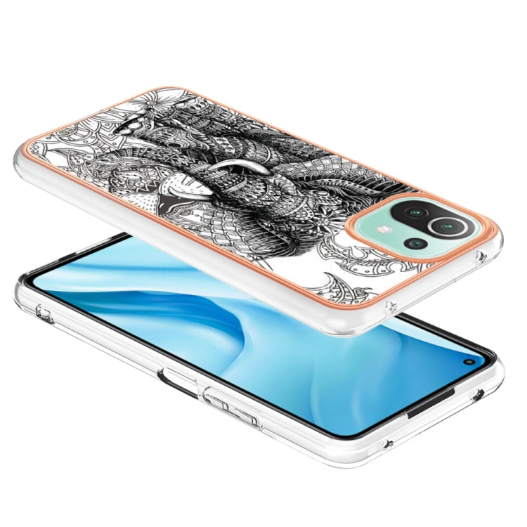 For Xiaomi 11 Lite Electroplating Marble Dual-side IMD Phone Case(Totem Elephant) - Xiaomi Cases by buy2fix | Online Shopping UK | buy2fix