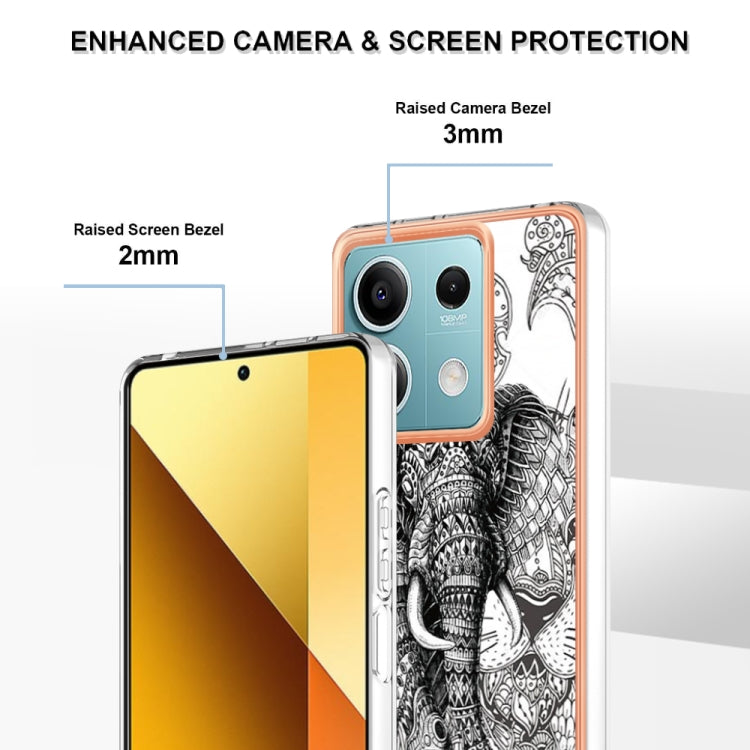 For Xiaomi Redmi Note 13 5G Electroplating Marble Dual-side IMD Phone Case(Totem Elephant) - Note 13 Cases by buy2fix | Online Shopping UK | buy2fix