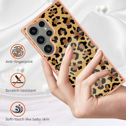 For Samsung Galaxy S23 Ultra 5G Electroplating Marble Dual-side IMD Phone Case(Leopard Print) - Galaxy S23 Ultra 5G Cases by buy2fix | Online Shopping UK | buy2fix