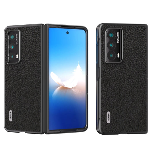 For Honor Magic Vs2 ABEEL Genuine Leather Litchi Texture Phone Case(Black) - Honor Cases by buy2fix | Online Shopping UK | buy2fix