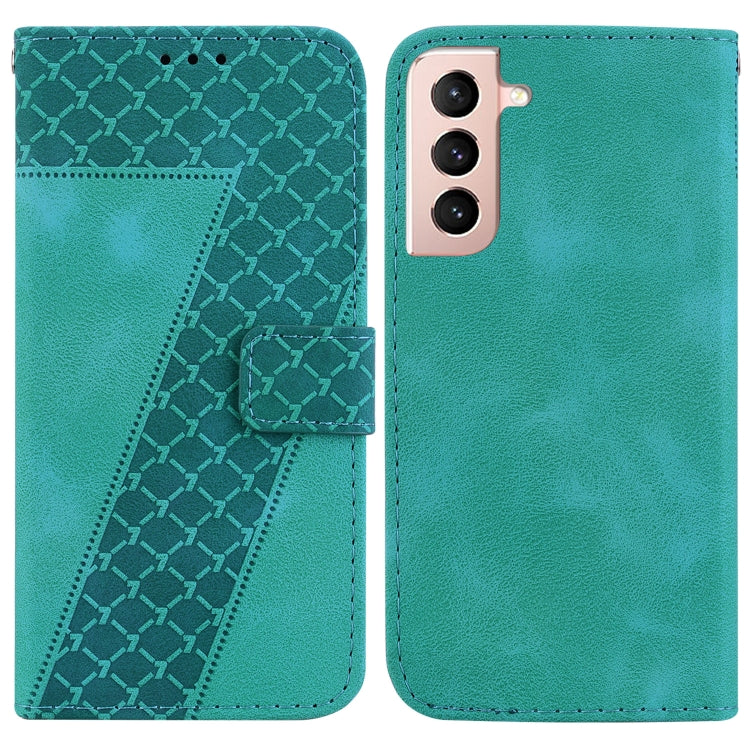 For Samsung Galaxy S21+ 5G 7-shaped Embossed Leather Phone Case(Green) - Galaxy S21+ 5G Cases by buy2fix | Online Shopping UK | buy2fix