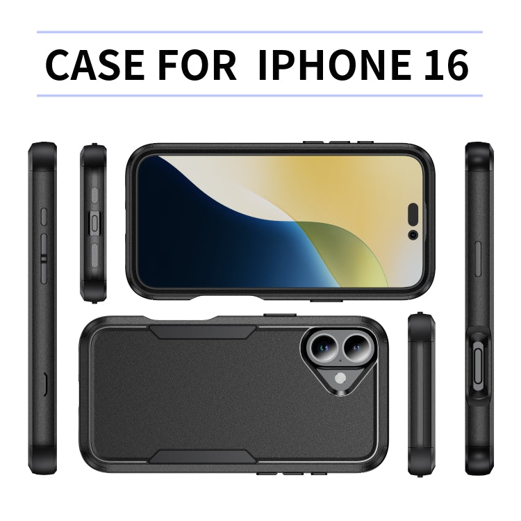 For iPhone 16 Commuter Shockproof TPU + PC Phone Case(Black) - iPhone 16 Cases by buy2fix | Online Shopping UK | buy2fix