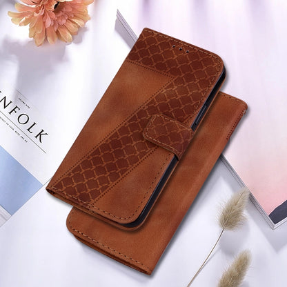 For OPPO Reno 11 Pro 5G Global 7-shaped Embossed Leather Phone Case(Brown) - Reno11 Pro Cases by buy2fix | Online Shopping UK | buy2fix