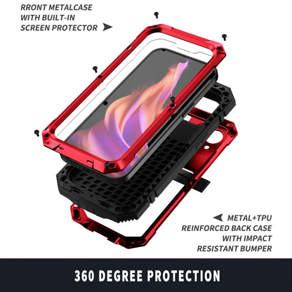 For iPhone 15 R-JUST Shockproof Life Waterproof Dust-proof Metal + Silicone Phone Case with Holder(Red) - iPhone 15 Cases by R-JUST | Online Shopping UK | buy2fix