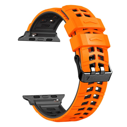 For Apple Watch Series 7 41mm Twill Dual-row Buckle Silicone Watch Band(Orange Black) - Watch Bands by buy2fix | Online Shopping UK | buy2fix