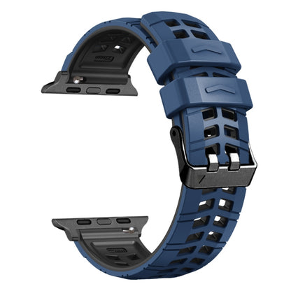 For Apple Watch Series 7 41mm Twill Dual-row Buckle Silicone Watch Band(Midnight Blue Black) - Watch Bands by buy2fix | Online Shopping UK | buy2fix