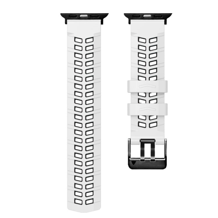 For Apple Watch Series 6 40mm Twill Dual-row Buckle Silicone Watch Band(White Black) - Watch Bands by buy2fix | Online Shopping UK | buy2fix