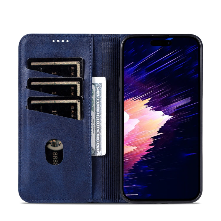 For iPhone 16 Plus AZNS Magnetic Calf Texture Flip Leather Phone Case(Dark Blue) - iPhone 16 Plus Cases by AZNS | Online Shopping UK | buy2fix